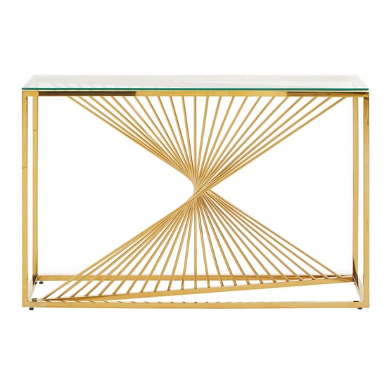 Amelia Clear Glass Console Table With Gold Metal Base