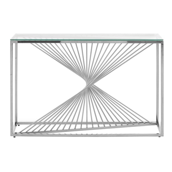 Read more about Amelia clear glass console table with silver metal base