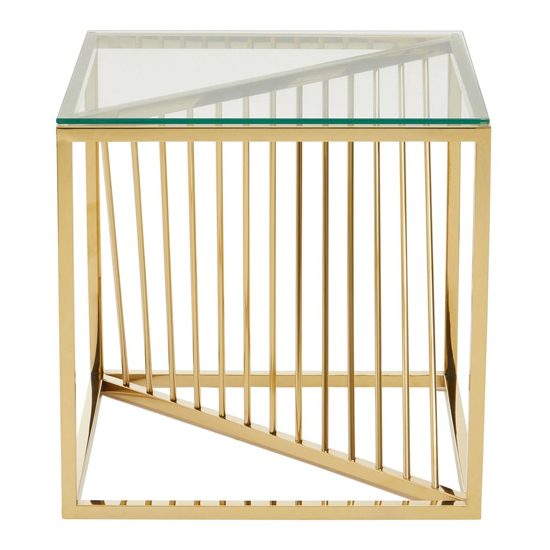 Amelia Clear Glass End Table With Gold Metal Base