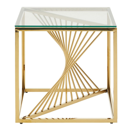 Read more about Amelia clear glass end table with gold metal base