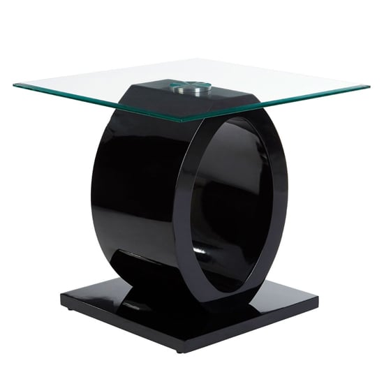 Read more about Amelia clear glass top side table with black high gloss base