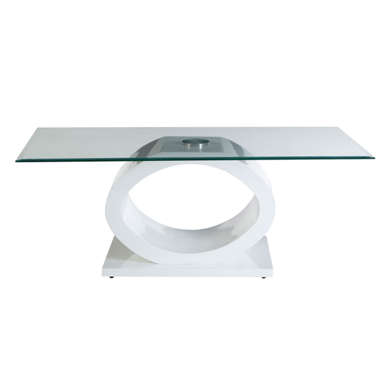 Amelia Glass Coffee Table With White High Gloss Wooden Base FiF