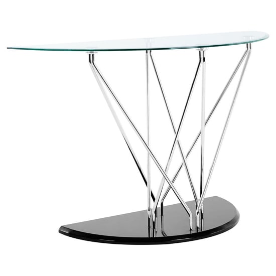 Amelia Half Moon Clear Glass Top Console Table With Black Base_2