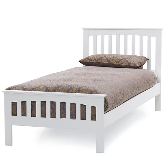 Photo of Amelia hevea wooden single bed in opal white