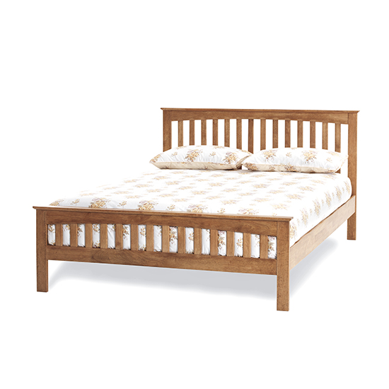 Photo of Amelia hevea wooden small double bed in honey oak