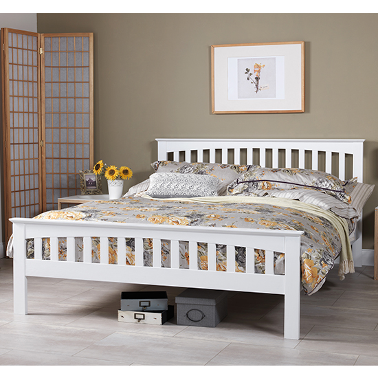 Amelia Hevea Wooden Super King Size In Opal White