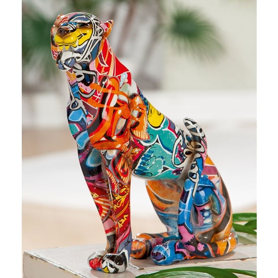 Product photograph of Amelia Leopard Pop Art Poly Design Sculpture In Multicolor from Furniture in Fashion