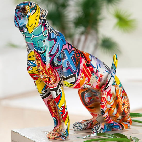 Read more about Amelian leopard pop art poly design sculpture in multicolor