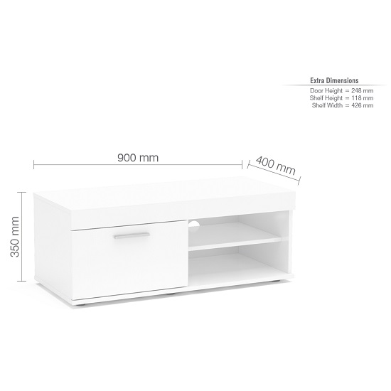 Amerax Small TV Stand In White High Gloss With 1 Door_3