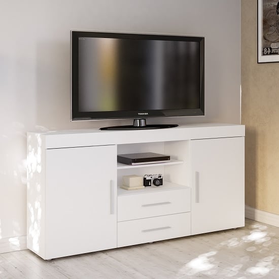 Photo of Amerax tv sideboard in white high gloss with 2 doors