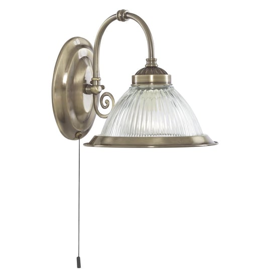 Read more about American 1 light wall light in antique brass