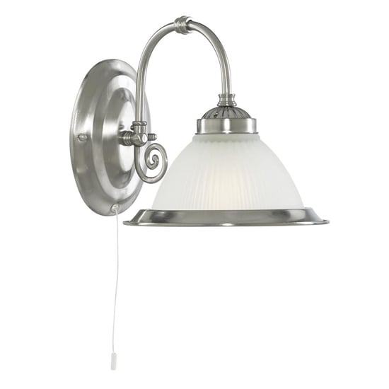 Product photograph of American 1 Light Wall Light In Satin Silver from Furniture in Fashion