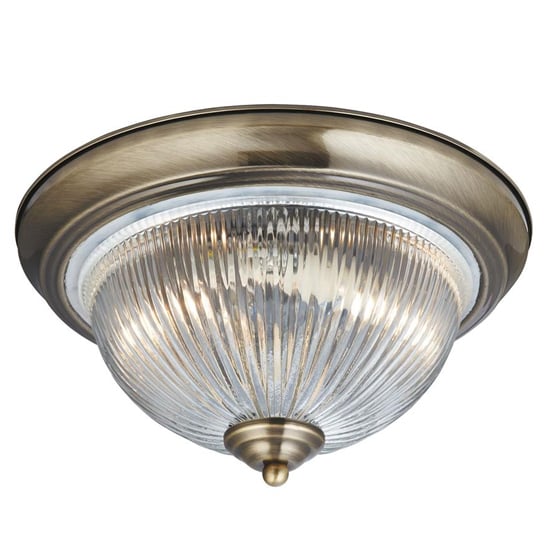 American 2 Lights Ceiling Flush Light In Antique Brass