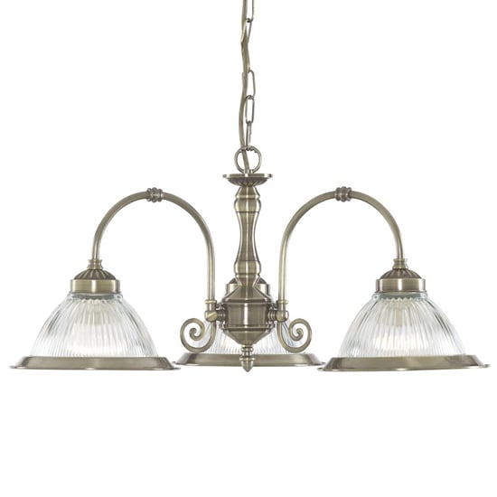 Photo of American 3 lights ceiling pendant light in antique brass