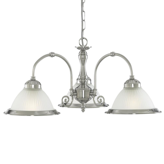 American 3 Lights Ceiling Pendant Light In Satin Silver