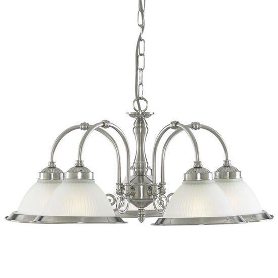 American 5 Lights Ceiling Pendant Light In Satin Silver
