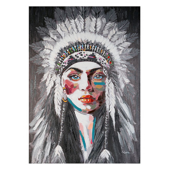 Photo of American indian picture canvas wall art in black and multicolor