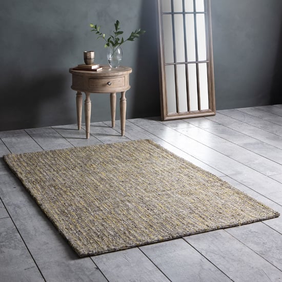 Americus Jute And Polyester Rug In Grey And Ochre