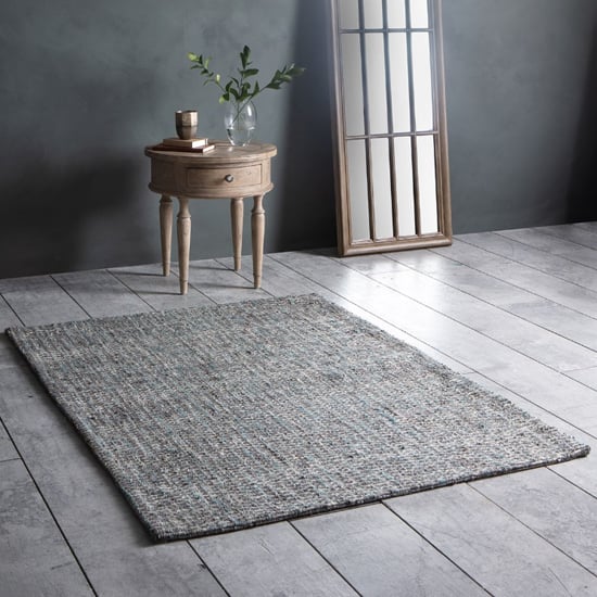 Americus Jute And Polyester Rug In Stone And Teal_1
