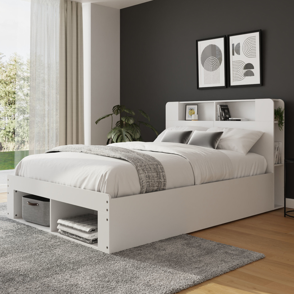 Americus Wooden Ottoman Storage King Size Bed - White