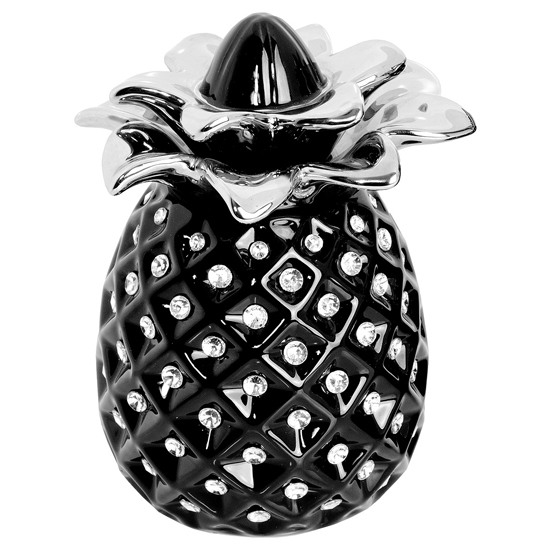 Read more about Ames ceramic pineapple jar in silver and black