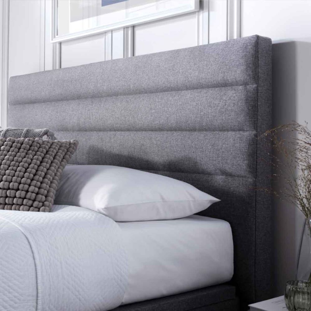 Ames Fabric Ottoman Storage Double Bed In Marbella Grey