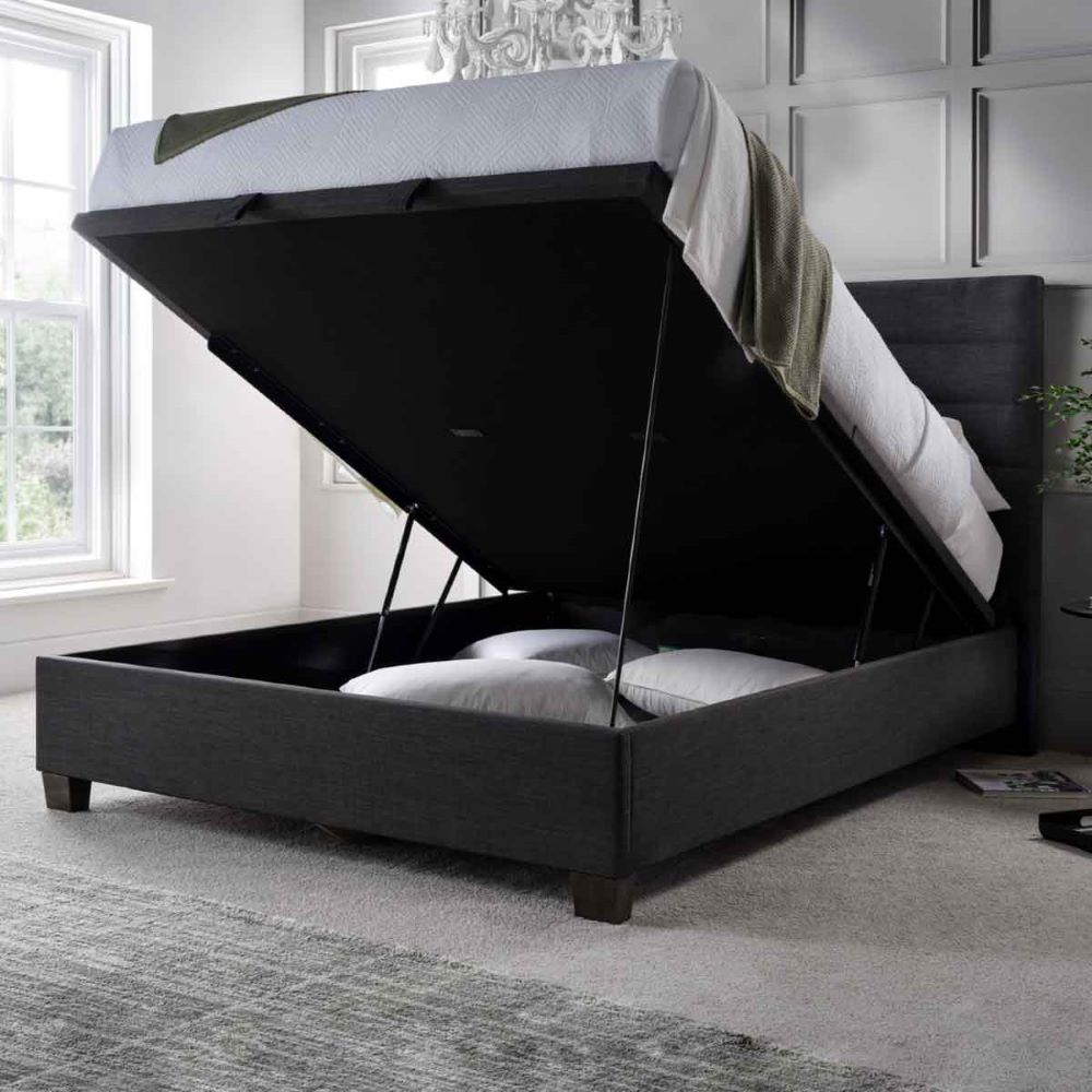 Ames Fabric Ottoman Storage Double Bed In Pendle Slate