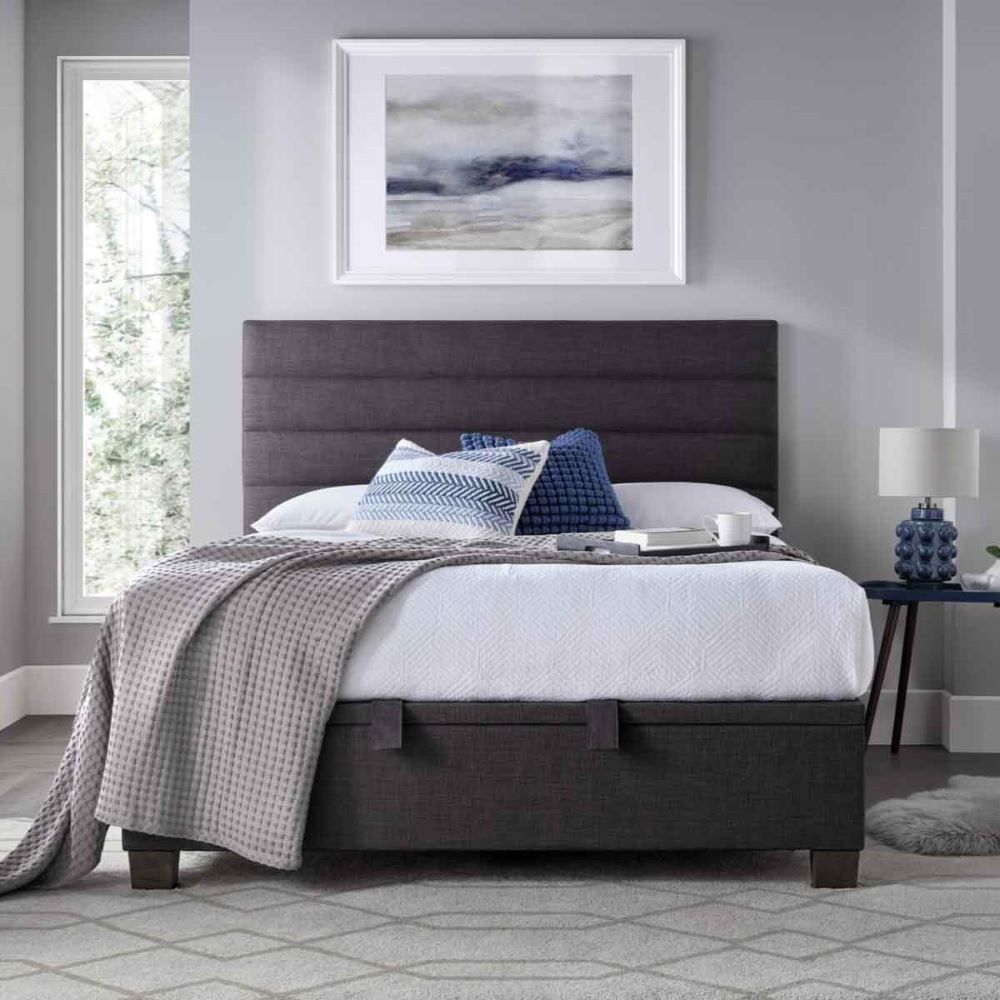 Ames Fabric Ottoman Storage Double Bed In Pendle Slate