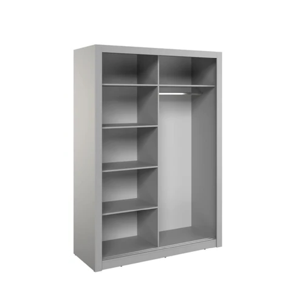 Ames Mirrored Wardrobe With 2 Sliding Doors In Grey