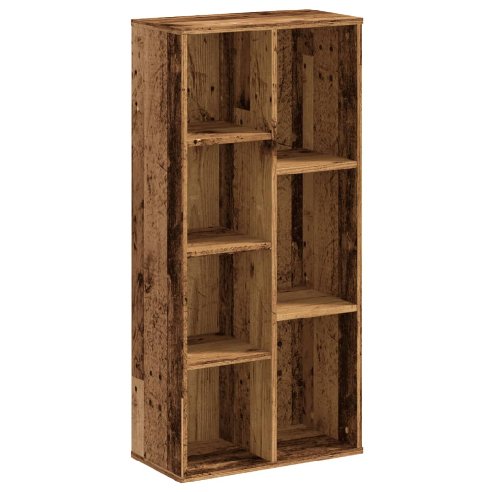 Ames Wooden Bookcase With 7 Compartment In Brown Oak