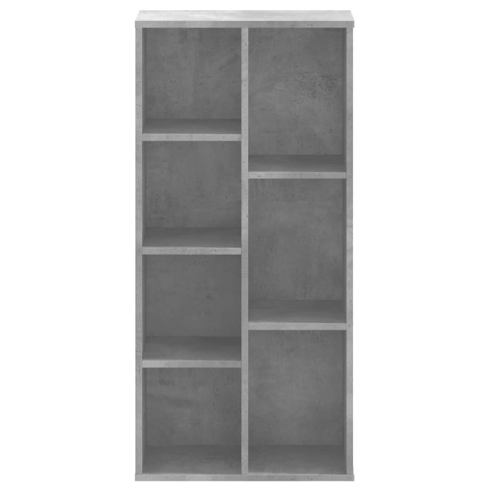 Ames Wooden Bookcase With 7 Compartment In Concrete Grey