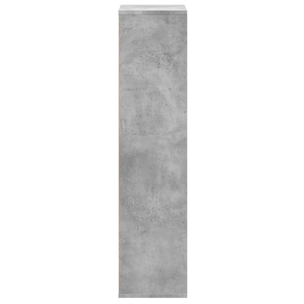Ames Wooden Bookcase With 7 Compartment In Concrete Grey