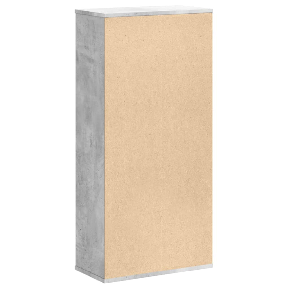Ames Wooden Bookcase With 7 Compartment In Concrete Grey