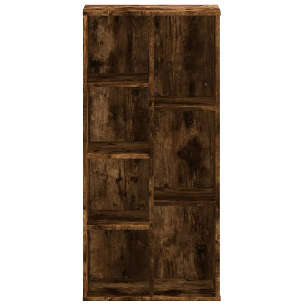 Ames Wooden Bookcase With 7 Compartment In Smoked Oak