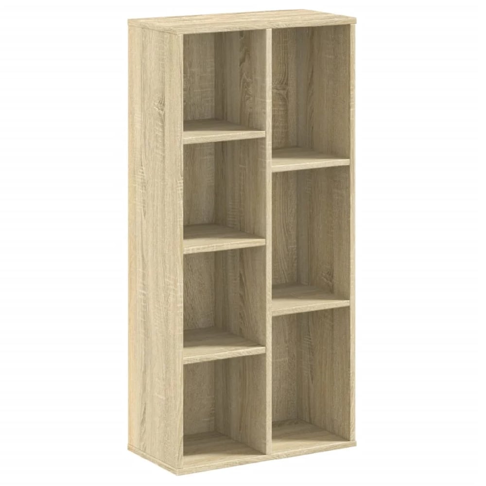 Ames Wooden Bookcase With 7 Compartment In Sonoma Oak