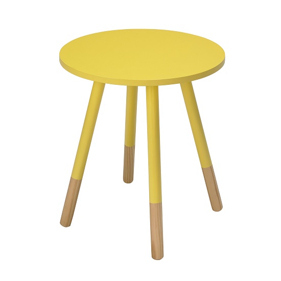 Amesbury Wooden Side Table Round In Yellow FiF