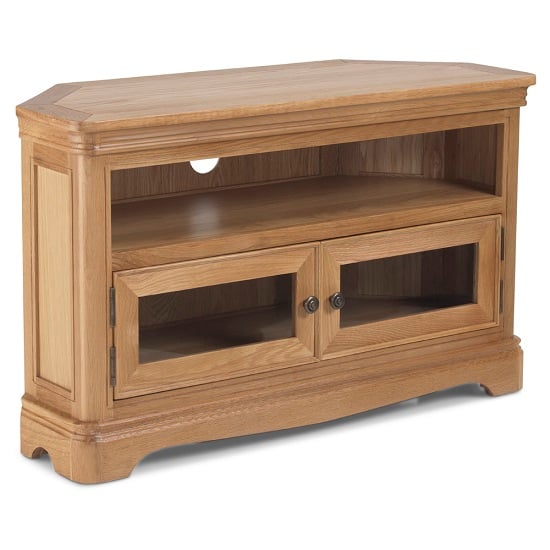 Ametis Wooden Corner Tv Stand In Oak With 2 Doors Furniture In