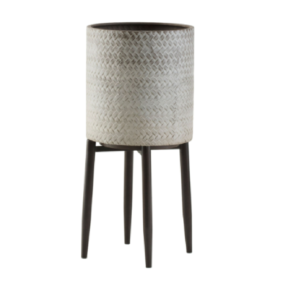Amherst Large Metal Planter In Distressed And Whitewash