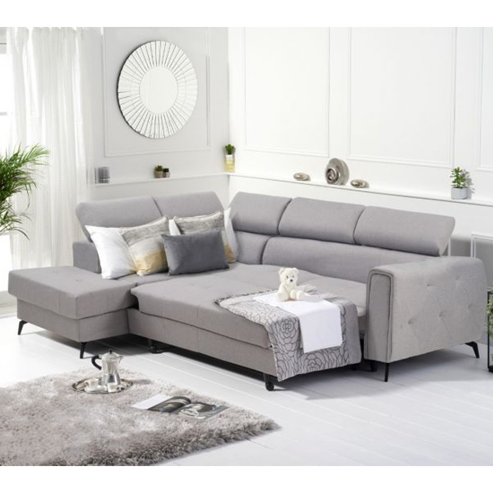 Amherst Linen Fabric Left Hand Facing Corner Sofa Bed In Grey_2