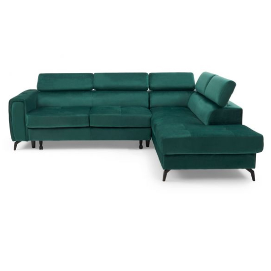 Amherst Velvet Left Hand Facing Corner Sofa Bed In Green_5