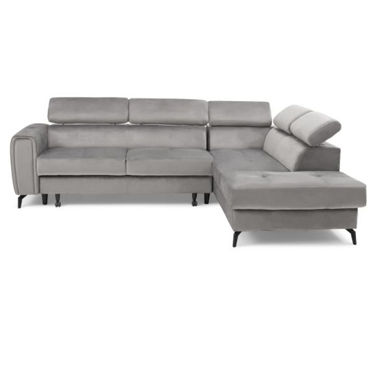 Amherst Velvet Left Hand Facing Corner Sofa Bed In Grey_4