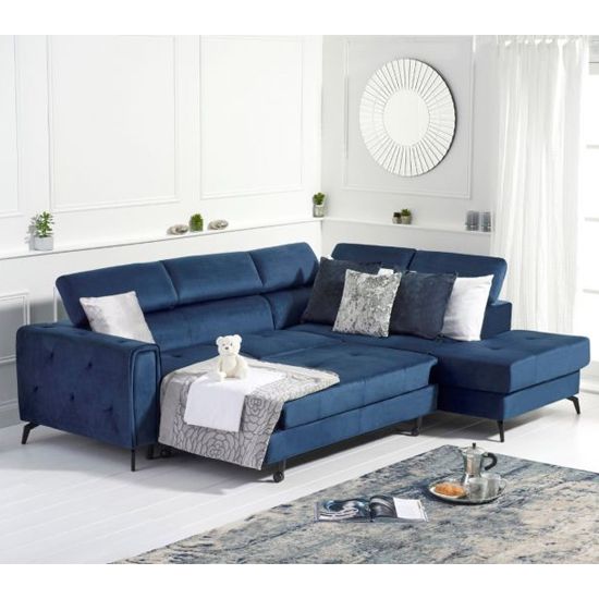 Amherst Velvet Right Hand Facing Corner Sofa Bed In Blue_2