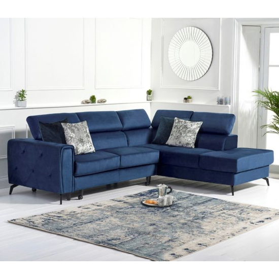 Amherst Velvet Right Hand Facing Corner Sofa Bed In Blue_1