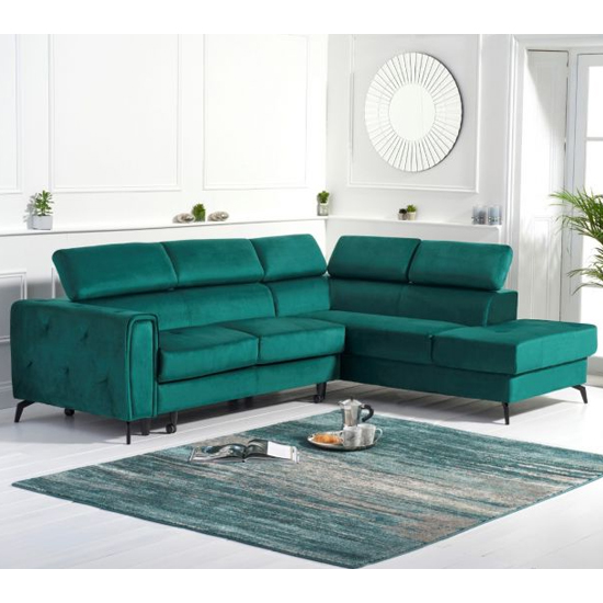 Amherst Velvet Right Hand Facing Corner Sofa Bed In Green_3