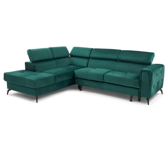 Amherst Velvet Right Hand Facing Corner Sofa Bed In Green_4
