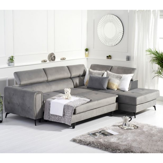 Amherst Velvet Right Hand Facing Corner Sofa Bed In Grey_2