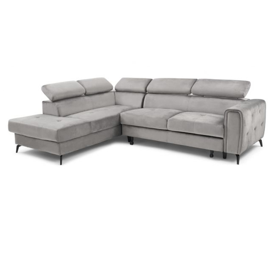 Amherst Velvet Right Hand Facing Corner Sofa Bed In Grey_6