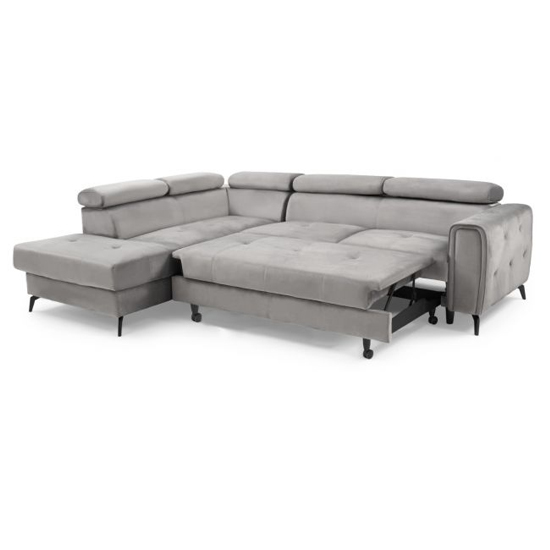 Amherst Velvet Right Hand Facing Corner Sofa Bed In Grey_7