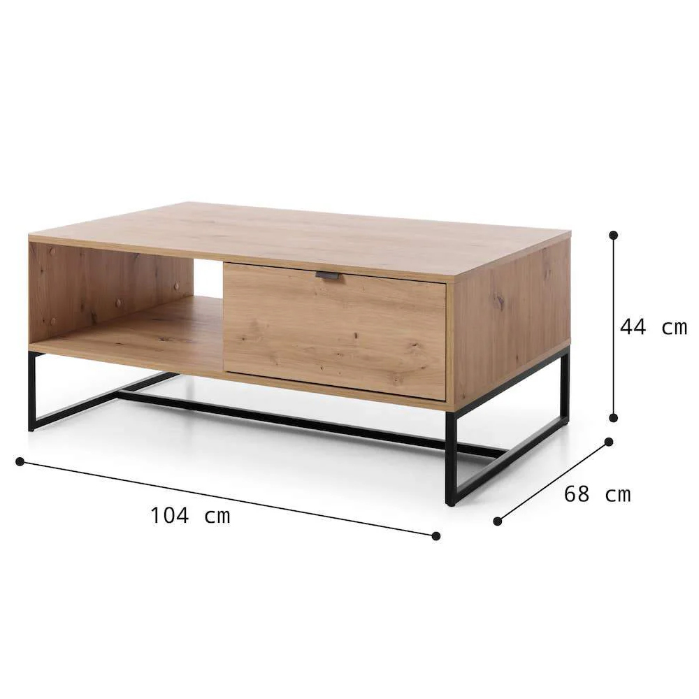Amherst Wooden Coffee Table With 1 Drawer In Artisan Oak
