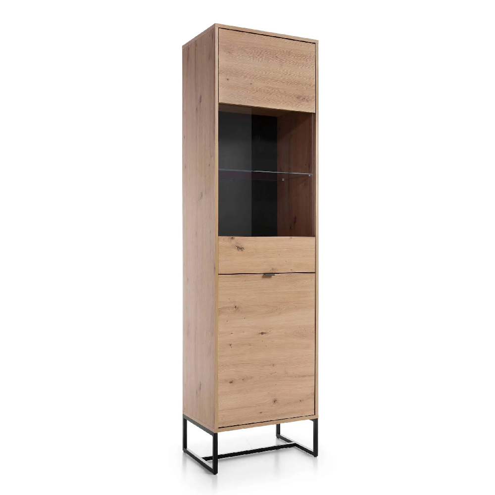 Amherst Wooden Display Cabinet Large With 2 Doors In Artisan Oak